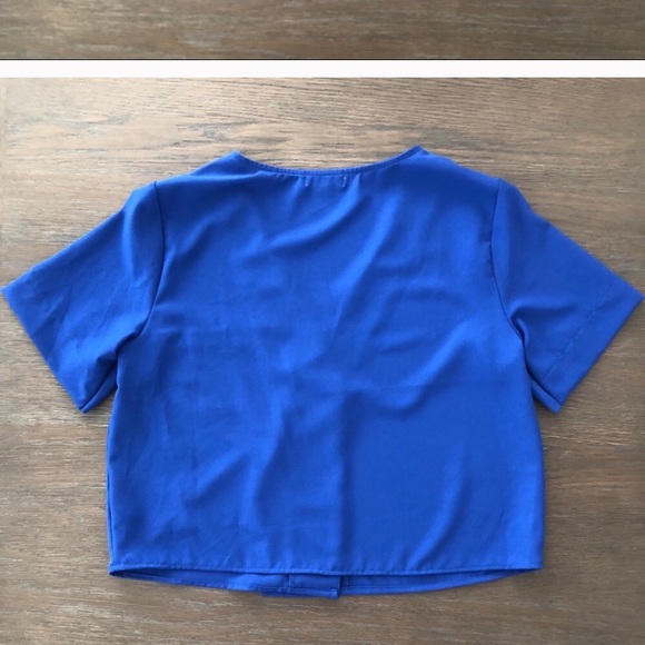 Ten Sixty Sherman Blue front Button Crop Top - Picture 6 of 6